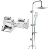 Eca Natura Banyo Bataryası+T-May Banyo Belen Dikdörtgen Tepe Duş Takımı Seti Paslanmaz Krom