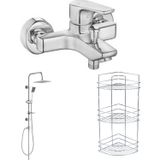Eca Niobe Banyo Bataryası Tema Quadro Tepe Duş Set 3'lü Köşe Raf EE1125