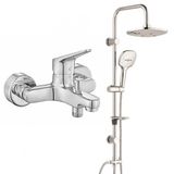 ECA Spylos Banyo Bataryası+T-MAY Banyo Ayvacık Elips Tepe Duş Takımı Seti Paslanmaz Krom