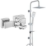 Eca Tiera Banyo Bataryası+T-May Banyo Belen Dikdörtgen Tepe Duş Takımı Seti Paslanmaz Krom