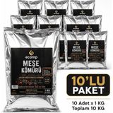 Ecamp Doğal Meşe Mangal Kömürü Hazır Reşo Yakıtlı 1 kg x 10 Adet – Toplam 10 kg - Gümüş