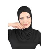 Ecardin Çizgili Spor Çapraz Tesettür Bone Türban - ST298 SİYAH
