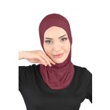Ecardin Zikzak Çizgili Spor Çapraz Tesettür Bone Türban - ST299 Bordo