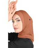 Ecardin Zikzak Çizgili Spor Çapraz Tesettür Bone Türban - ST299 Kiremit