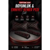 Ecarteks Her Araca Uyumlu Oto Yastık - Emniyet Kemer Pedi Seti ( Siyah-Kırmızı )