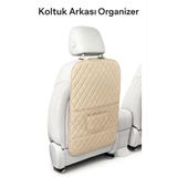 ECARTEKS PREMİUM QUALİTY CAR ACCESSORİES Araç Koltuk Arkası Organizer Deri - Oto Eşya Düzenleyicisi Cepli Lüks Tasarım - Bej