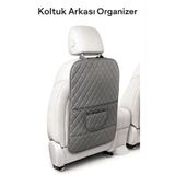 ECARTEKS PREMİUM QUALİTY CAR ACCESSORİES Araç Koltuk Arkası Organizer Deri - Oto Eşya Düzenleyicisi Cepli Lüks Tasarım - Gri