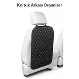 ECARTEKS PREMİUM QUALİTY CAR ACCESSORİES Araç Koltuk Arkası Organizer Deri - Oto Eşya Düzenleyicisi Cepli Lüks Tasarım - Gümüş