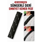 ECARTEKS PREMİUM QUALİTY CAR ACCESSORİES Her Araca Uygun Suni Deri Süngerli Emniyet Kemeri Pedi Gümüş
