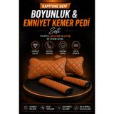 ECARTEKS PREMİUM QUALİTY CAR ACCESSORİES HER ARACA UYUMLU OTO YASTIK - EMNİYET KEMER PEDİ SETİ ( taba - taba )