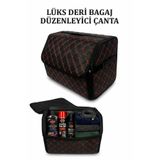 ECARTEKS PREMİUM QUALİTY CAR ACCESSORİES Oto Bagaj Düzenleyici Çanta Kapitone Deri - Katlanabilir Fermuarlı Araba Bagaj Organizer Kırmızı