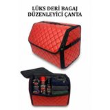 ECARTEKS PREMİUM QUALİTY CAR ACCESSORİES Oto Bagaj Düzenleyici Kapitone Deri Fermuarlı Sabitlemeli Çanta Krmz