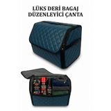 ECARTEKS PREMİUM QUALİTY CAR ACCESSORİES Oto Bagaj Düzenleyici Kapitone Deri Fermuarlı Sabitlemeli Çanta Turkuaz