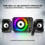 Ecco7 Bluetooth Mikrofonlu Hoparlör Rgb 2+1 Ses Sistemi Gaming Bilgisayar Hoparlör