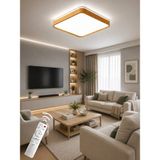 Ece Aydınlatma Giza Ahşap Desenli Uzaktan Kumandalı Dimmerli 3 Renk Işıklı LED Avize Çap - 40 cm