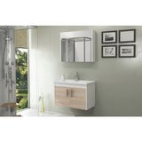 Ece Banyo Gama 80 cm Sonoma Meşe Beyaz Banyo Dolabı Seti