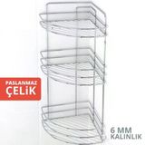 Ece Banyo Köşeliği Banyo Rafı Paslanmaz Banyo Köşe Duş Rafı 3 Lü Metal Köşe Raf