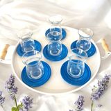 Ece Ev Modası Çay Tabağı-Bardak Altlığı-Metal Renkli Çay Tabağı - Mavi