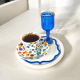 Ece Ev Modası Sunum Tepsisi Metal Tek Kişilik Dekoratif Çay, Kahve ve Pasta Servisi 17 cm - Beyaz