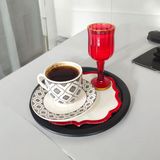 Ece Ev Modası Sunum Tepsisi Metal Tek Kişilik Dekoratif Çay, Kahve ve Pasta Servisi 17 cm - Siyah