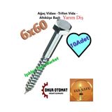 ece life Ağaç Vidası -Trifon Vida -Altıköşe Başlı -Yarım Diş -6x60mm (Pk.İçi Ad./10 Adet)