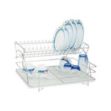 Ece Metal De Lüx 2 İki Katlı Krom Bulaşıklık Tabaklık Krom Kaplama Metal Sepet Plastik Tepsi Krom
