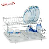 Ece Metal Deluxe Bulaşık Sepeti 2 Katlı Paslanmaz Bulaşık Sepeti Bulaşıklık Tabaklık Bardaklık