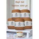 Ece Örgü Tasarım Atölyesi Cappuccino rengi, kısa tüylü, çift kat, %35 yün- %65 akrilik shetland örgü ipi (500 gr.)