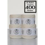 Ece Örgü Tasarım Atölyesi Krem rengi, çok katlı merserize koton örgü ipi (Toplam 400 Gr.)