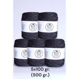 Ece Örgü Tasarım Atölyesi Siyah çok katlı merserize koton arasına bir kat siyah sim karışımı el örgü ipi (500 gr.)