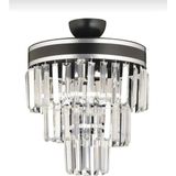 Ece Store Selvi Siyah Krom Kristal Avize Salon Avizesi Mutfak Avizesi Kristal Taşlı Avize Kristal Tepsi Avize