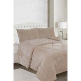 Ece Stripe Çift Kişilik Pelüş Yatak Örtüsü Bej - 220 x 240 cm