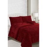 Ece Stripe Çift Kişilik Pelüş Yatak Örtüsü Bordo - 220 x 240 cm