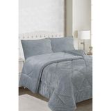 Ece Stripe Çift Kişilik Pelüş Yatak Örtüsü Gri - 220 x 240 cm
