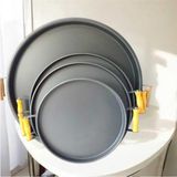 Eceaksesuar Ahşap Kulplu Metal Tepsi Çay Tepsisi 4'lü (50, 40, 37, 30 Cm) Kahve Tepsisi Sunum Tepsi Seti Antrasit 50 x 30 - Standart - Çok Renkli