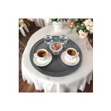 EceAksesuar Metal Sunum Tepsisi, Kahve Tepsisi, Çay Tepsisi, 30 Cm Yuvarlak Tepsi ANTRASİT 30 cm