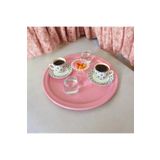 EceAksesuar Metal Sunum Tepsisi, Kahve Tepsisi, Çay Tepsisi, 30 Cm Yuvarlak Tepsi pembe 30 cm