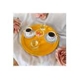 EceAksesuar Metal Sunum Tepsisi, Kahve Tepsisi, Çay Tepsisi, 30 Cm Yuvarlak Tepsi sarı 30 cm