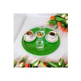 EceAksesuar Metal Sunum Tepsisi, Kahve Tepsisi, Çay Tepsisi, 30 Cm Yuvarlak Tepsi Yeşil 30 cm