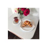 EceAksesuar Metal Sunum Tepsisi Metal Çay Tabağı Set- 6 Adet Çay Tabağı Ve 6 Adet Sunum Tepsisi Sunumluk Tabak beyaz 17 x 17