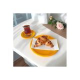 EceAksesuar Metal Sunum Tepsisi Metal Çay Tabağı Set- 6 Adet Çay Tabağı Ve 6 Adet Sunum Tepsisi Sunumluk Tabak sarı 17 x 17