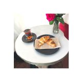 EceAksesuar Metal Sunum Tepsisi Metal Çay Tabağı Set- 6 Adet Çay Tabağı Ve 6 Adet Sunum Tepsisi Sunumluk Tabak siyah 17 x 17