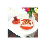 EceAksesuar Metal Sunum Tepsisi Metal Çay Tabağı Set- 6 Adet Çay Tabağı Ve 6 Adet Sunum Tepsisi Sunumluk Tabak turuncu 17 x 17