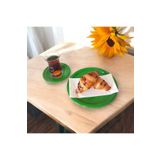 EceAksesuar Metal Sunum Tepsisi Metal Çay Tabağı Set- 6 Adet Çay Tabağı Ve 6 Adet Sunum Tepsisi Sunumluk Tabak yeşil 17 x 17