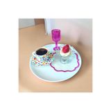 EceAksesuar Metal Tepsi 24 cm Metal Tabak 1 Adet Yuvarlak Çay Kahve Sunum Tepsisi Sunumluk Tabak