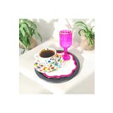 EceAksesuar Sunum Tepsisi Metal Tek Kişilik Dekoratif Çay, Kahve Ve Pasta Servisi 17 cm Antrasit 17 x 17