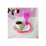 EceAksesuar Sunum Tepsisi Metal Tek Kişilik Dekoratif Çay, Kahve Ve Pasta Servisi 17 cm Pembe 17 x 17