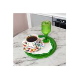 EceAksesuar Sunum Tepsisi Metal Tek Kişilik Dekoratif Çay, Kahve Ve Pasta Servisi 17 cm Yeşil 17 x 17