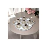 EceAksesuar Tepsi -Ahşap Kulplu Büyük Boy Metal Çay Tepsisi Kahve Tepsisi Sunum Kahvaltı Tepsisii-40 cm beyaz 40 x 40