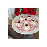 EceAksesuar Tepsi -Ahşap Kulplu Büyük Boy Metal Çay Tepsisi Kahve Tepsisi Sunum Kahvaltı Tepsisii-40 cm pembe 40 x 40